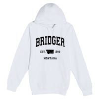 Bridger Montana Mt Vintage Athletic Sports Design Premium Pullover Hoodie