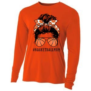 Basketball Mom Messy Bun Proud Mama Basketball Sunshades Gift Cooling Performance Long Sleeve Crew