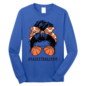 Basketball Mom Messy Bun Proud Mama Basketball Sunshades Gift Long Sleeve Shirt