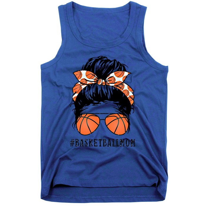 Basketball Mom Messy Bun Proud Mama Basketball Sunshades Gift Tank Top