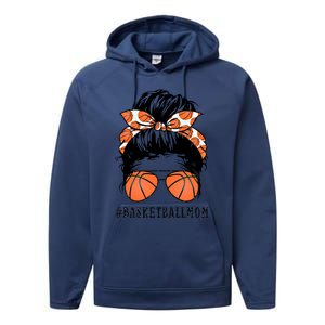 Basketball Mom Messy Bun Proud Mama Basketball Sunshades Gift Performance Fleece Hoodie