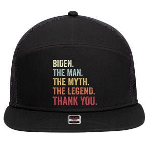 Biden Man Myth Legend Thank You Joe Biden President American 7 Panel Mesh Trucker Snapback Hat