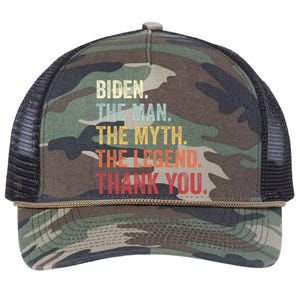 Biden Man Myth Legend Thank You Joe Biden President American Retro Rope Trucker Hat Cap