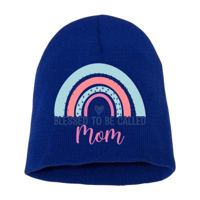 Best Mom MotherS Day Blessed To Be Called Mom Rainbow Great Gift Short Acrylic Beanie