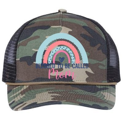 Best Mom MotherS Day Blessed To Be Called Mom Rainbow Great Gift Retro Rope Trucker Hat Cap