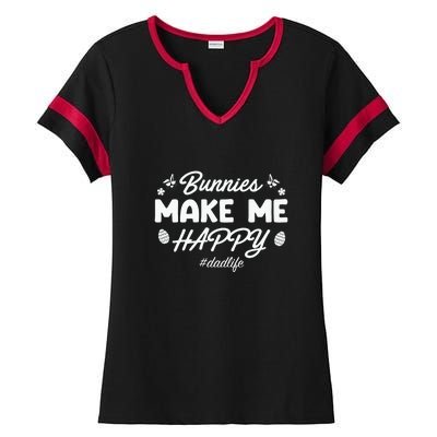 Bunny Make Me Happy Dad Life Easter Dad Father's Day Easter Day Ladies Halftime Notch Neck Tee