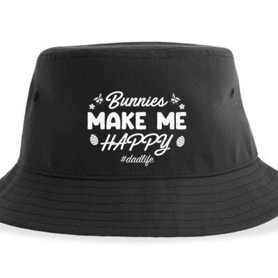 Bunny Make Me Happy Dad Life Easter Dad Father's Day Easter Day Sustainable Bucket Hat