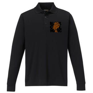 Black Magic Melanin Power Black History Month Funny Gift Performance Long Sleeve Polo