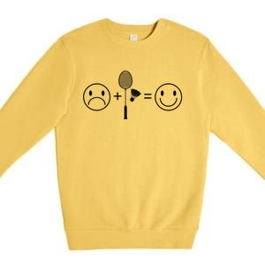 Badminton Makes Me Happy Badminton Player Shuttlecock Sport Funny Gift Premium Crewneck Sweatshirt