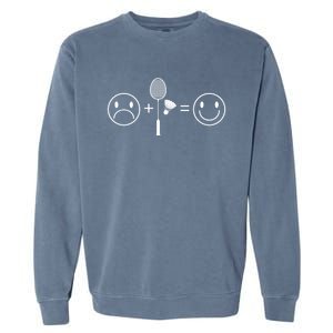 Badminton Makes Me Happy Badminton Player Shuttlecock Sport Funny Gift Garment-Dyed Sweatshirt