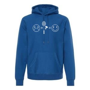 Badminton Makes Me Happy Badminton Player Shuttlecock Sport Funny Gift Premium Hoodie