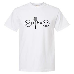 Badminton Makes Me Happy Badminton Player Shuttlecock Sport Funny Gift Garment-Dyed Heavyweight T-Shirt