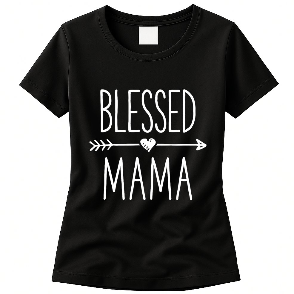 Blessed Mama Mother Moms Mommy Grandma Womens T-Shirt