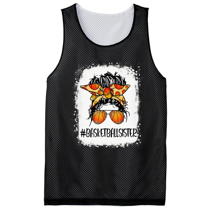 Basketball Mom Messy Bun Mama Bleached Basketball Player Mesh Reversible Basketball Jersey Tank