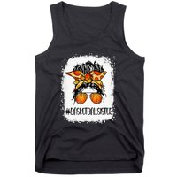 Basketball Mom Messy Bun Mama Bleached Basketball Player Tank Top