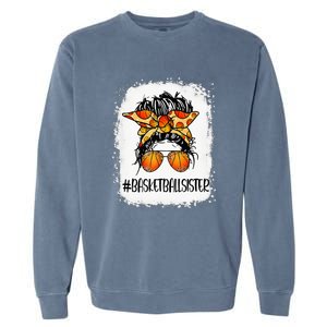 Basketball Mom Messy Bun Mama Bleached Basketball Player Garment-Dyed Sweatshirt