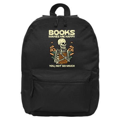 Books Make Me Happy Skeleton Read Reading Librarian Book 16 in Basic Backpack