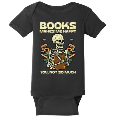 Books Make Me Happy Skeleton Read Reading Librarian Book Baby Bodysuit