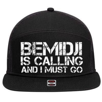 Bemidji Mn Minnesota Funny City Trip Home Roots Usa Gift 7 Panel Mesh Trucker Snapback Hat