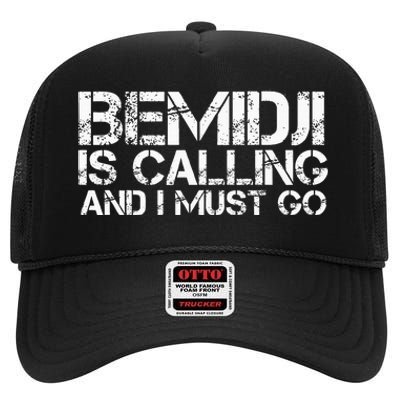 Bemidji Mn Minnesota Funny City Trip Home Roots Usa Gift High Crown Mesh Back Trucker Hat