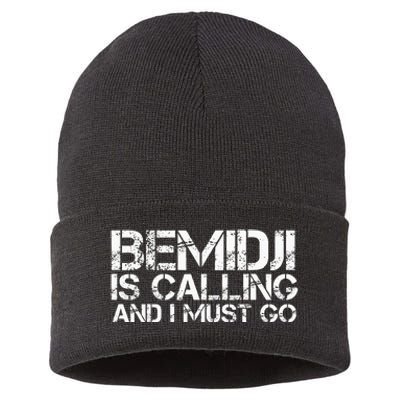 Bemidji Mn Minnesota Funny City Trip Home Roots Usa Gift Sustainable Knit Beanie