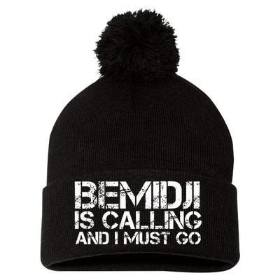 Bemidji Mn Minnesota Funny City Trip Home Roots Usa Gift Pom Pom 12in Knit Beanie