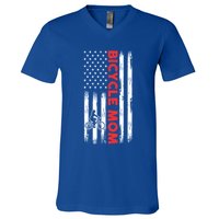 Biking Mom Mother Cycling Mountain Biking Cyclist Bicycle Gift V-Neck T-Shirt