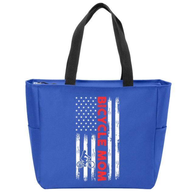 Biking Mom Mother Cycling Mountain Biking Cyclist Bicycle Gift Zip Tote Bag
