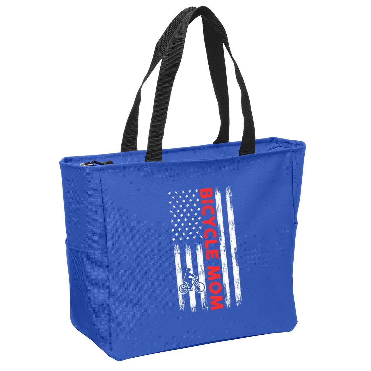 Biking Mom Mother Cycling Mountain Biking Cyclist Bicycle Gift Zip Tote Bag