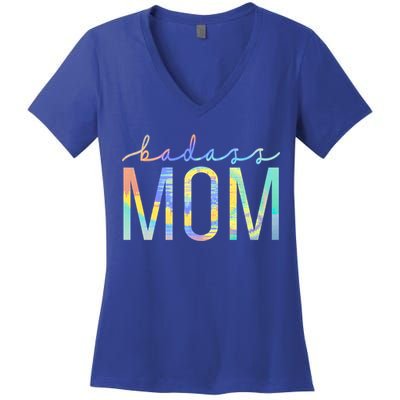 Badass Mom Mama Strong As A Mother Cute Mom Tiegiftdye Cool Gift Women's V-Neck T-Shirt