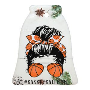 Basketball Mom Messy Bun Proud Mama Sunshades Ceramic Bell Ornament