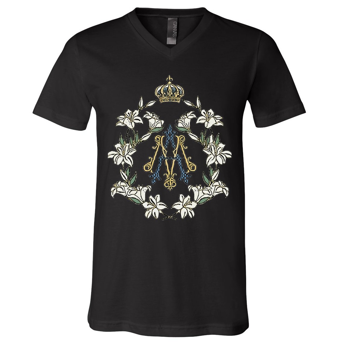 Blessed Mother Marian Catholic Symbol V-Neck T-Shirt