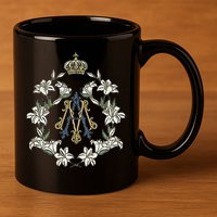 Blessed Mother Marian Catholic Symbol 11oz C Handle Ceramic Mug