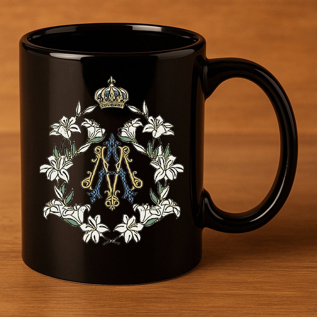 Blessed Mother Marian Catholic Symbol 11oz C Handle Ceramic Mug