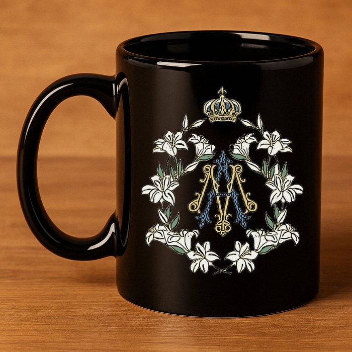 Blessed Mother Marian Catholic Symbol 11oz C Handle Ceramic Mug