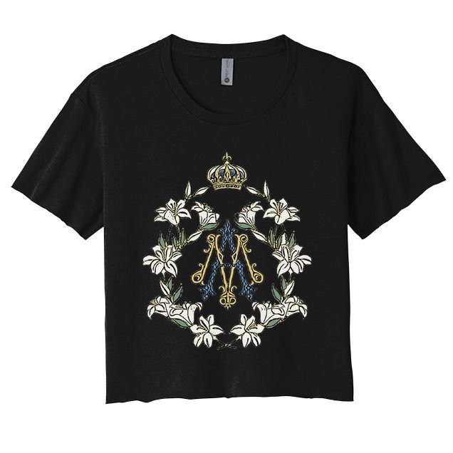 Blessed Mother Marian Catholic Symbol Crop Top