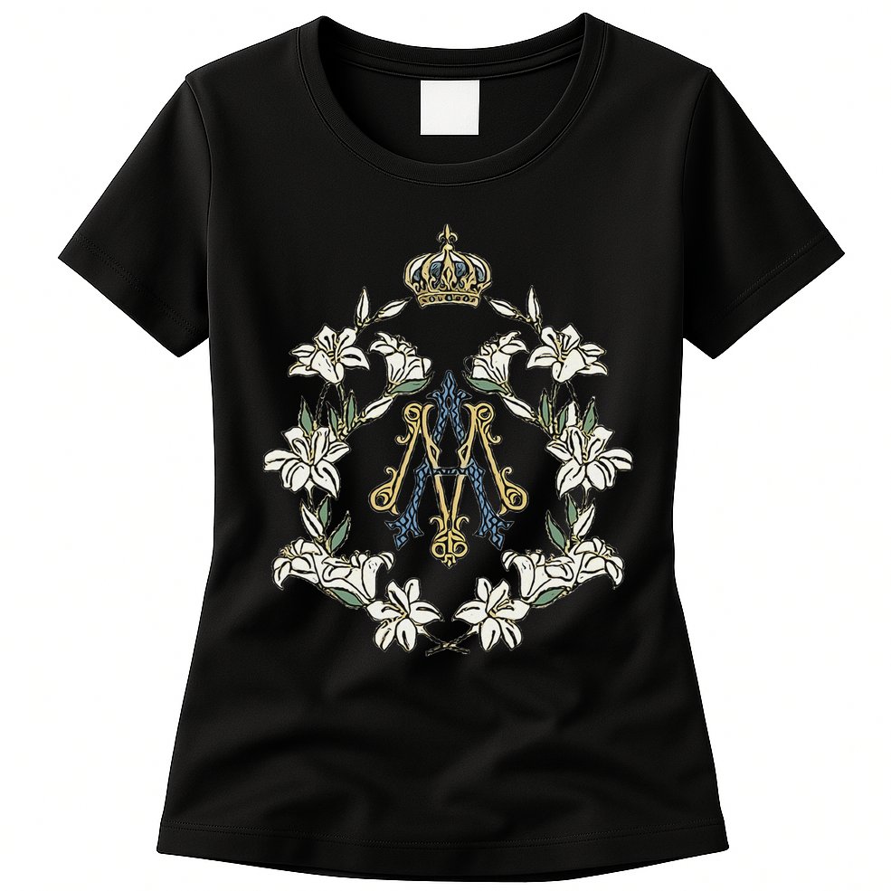 Blessed Mother Marian Catholic Symbol Womens T-Shirt