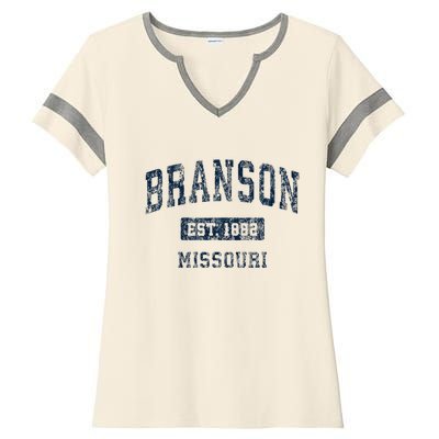 Branson Missouri Mo Vintage Sports Design Ladies Halftime Notch Neck Tee