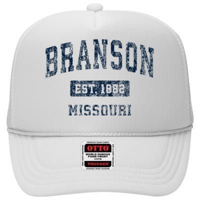 Branson Missouri Mo Vintage Sports Design High Crown Mesh Back Trucker Hat