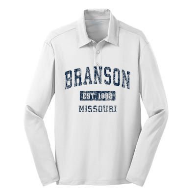 Branson Missouri Mo Vintage Sports Design Silk Touch Performance Long Sleeve Polo