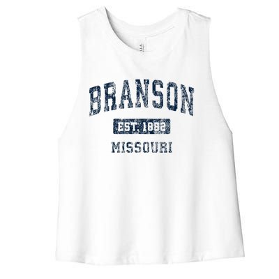 Branson Missouri Mo Vintage Sports Design Women's Racerback Cropped Tank