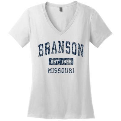 Branson Missouri Mo Vintage Sports Design Women's V-Neck T-Shirt