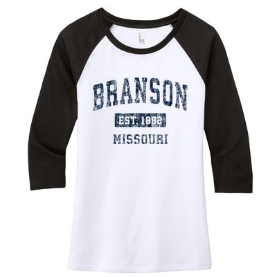 Branson Missouri Mo Vintage Sports Design Women's Tri-Blend 3/4-Sleeve Raglan Shirt