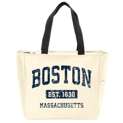 Boston Massachusetts Ma Vintage Athletic Sports Design Hoodie Zip Tote Bag