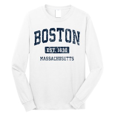 Boston Massachusetts Ma Vintage Athletic Sports Design Hoodie Long Sleeve Shirt
