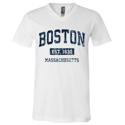 Boston Massachusetts Ma Vintage Athletic Sports Design Hoodie V-Neck T-Shirt