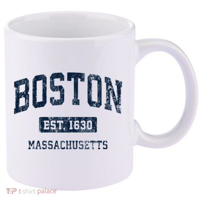 Boston Massachusetts Ma Vintage Athletic Sports Design Hoodie 11oz C Handle Ceramic Mug