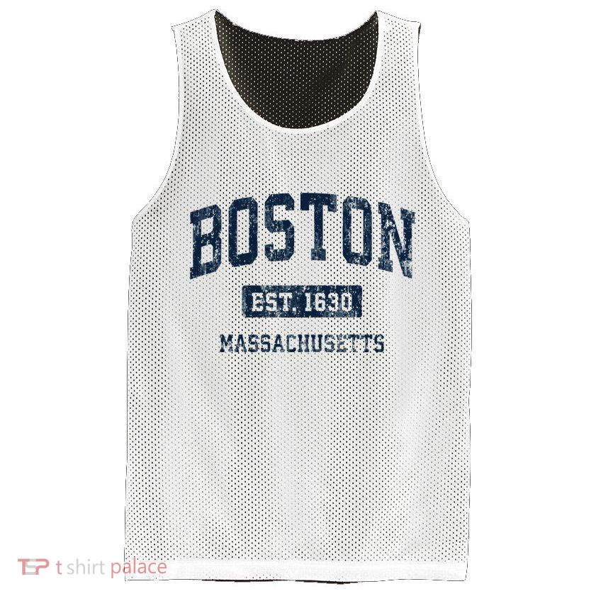 Boston Massachusetts Ma Vintage Athletic Sports Design Hoodie Mesh Reversible Basketball Jersey Tank