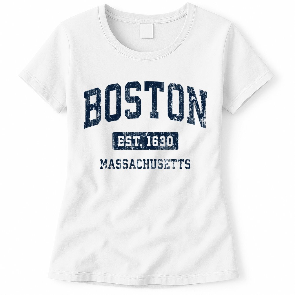 Boston Massachusetts Ma Vintage Athletic Sports Design Hoodie Womens T-Shirt