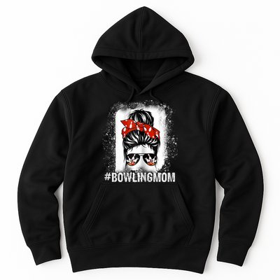 Bowling Mom Messy Bun Bleached Mother's Day Gift Tee Hoodie